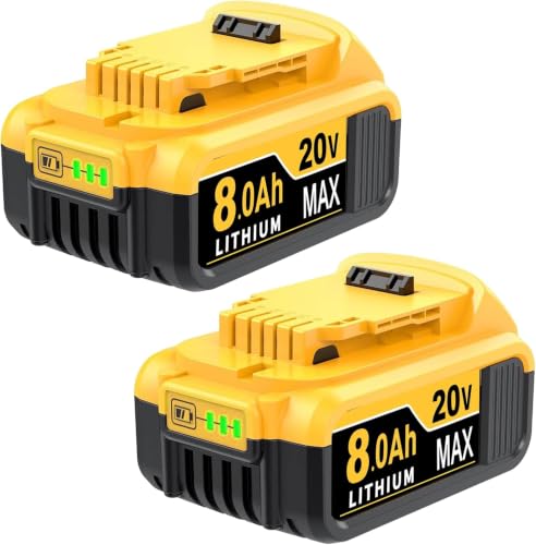 Image of 8.0Ah Replacement Battery for Dewalt 20V Max Battery, 2-Pack | Compatible with Dewalt Batteries DCB201 DCB203,Replacement for Dewalt 20V Battery, 8000mAh Li-ion, with LED Light