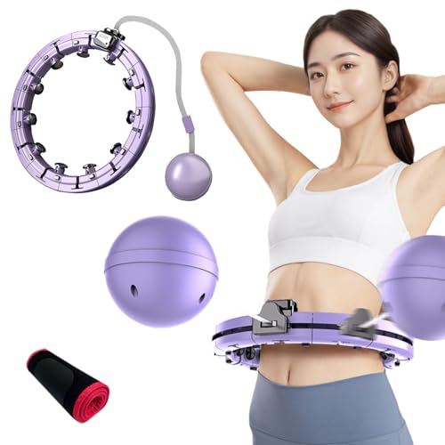 Zoriva フラフープ ダイエット用 落ちないフラフープ カウント機能付き 組み立て簡単 サイズ調整可能 静音設計 スマートフラフープ (パープル)