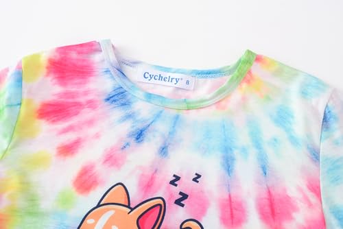 Image of Tie Dye Mermaid Sloth Christmas Halloween Pajamas for Girls Long Sleeve and Pants Nighty PJS 2-piece Set Size 6-16