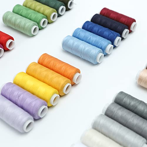 Kit de hilos para coser de 200 metros por bobina, 5 bobinas de hilo de poliéster para costura a mano, máquina y bordado miniatura 4