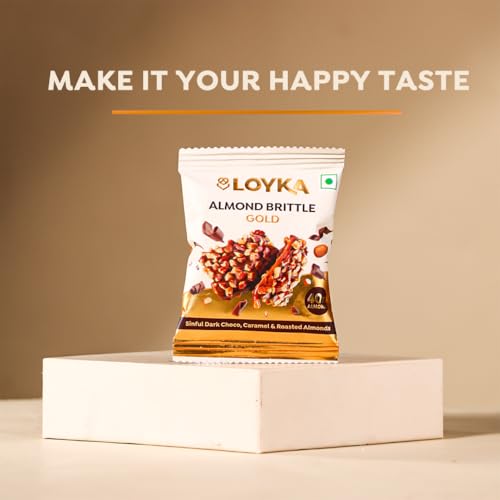 Loyka Almond Brittle Gold Choco Box - 8 pcs 116gm | Premium Chocolate Gift Hamper | Chocolate & Nut Dryfruit Delicacy | Roasted California Almonds (40%), Dark Choco & Salted Caramel | Any-time snack 5 4112roc+1 L
