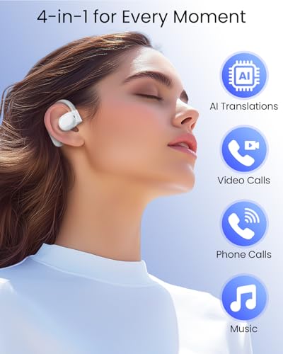 Image of AI Translation Earbuds Real Time 164 Languages 80H Playtime Translator Ear Buds Audifonos Traductores Ingles Espanol Wireless Earphones Bluetooth AI Headphone for Travel Meeting Learning K08 White
