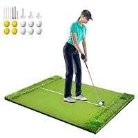 Golfmatte 150 x 120cm, Golf Abschlagmatte, Golf Übungsmatte mit 10 Golfbällen & 3 Gummi-Tees, 6 Abschlagpositionen, für Indoor und Outdoor Golftraining