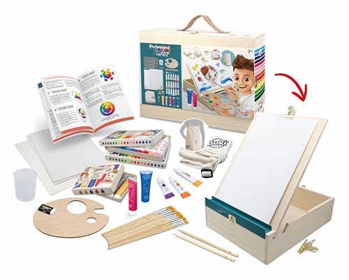 BUKI 5440 - Professional Studio Künstler - Holz-Malkoffer mit Staffelei, Acrylfarben, Leinwänden & Zubehör – Tragbar mit Griff, ab 7 Jahren