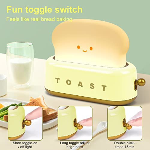 URAQT Cute Night Light Toast Lamp, Dimmable Toast Bread Led Night Lamp, Portable Bedroom Bedside Sleep Lamps with Timer - Image 4