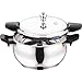 Tabakh by Vinod 18/8 Stainless Steel Outer Lid Magic Pressure Cooker - 3.5 L with Pressure Cooker Lid, Straining Lid and Glass lid (Induction and Gas Stove Friendly), Silver