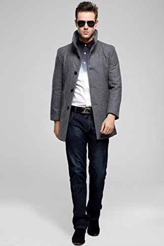 SSLR Men's Slim Fit Wool Pea Coat British Single Breasted Stylish Jacket4