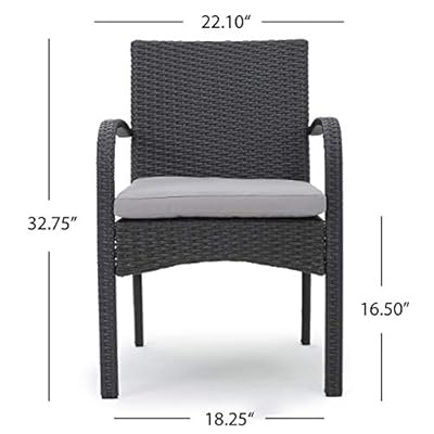Christopher Knight Home Cordoba Outdoor Wicker Dining Chairs with Cushions, 2-Pcs Set, Grey 4112ss 9ODL. SS400