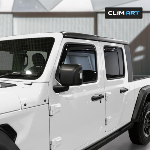 Image of CLIM ART in-Channel Incredibly Durable Rain Guards for Jeep Gladiator 2020-2026,Original Window Deflectors,Vent Deflector,Vent Window Visors,Truck Accessories,4pcs-620202