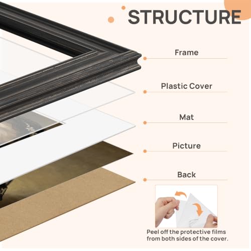 Image of upsimples 8x10 Picture Frame, Vintage Frames Decor, 1Pack Black & Gold | Fit 5x7 and 8 x 10 Photo, Wall or Tabletop Display, Antique-style Decoration, Rustic Farmhouse Decor, For Weddings