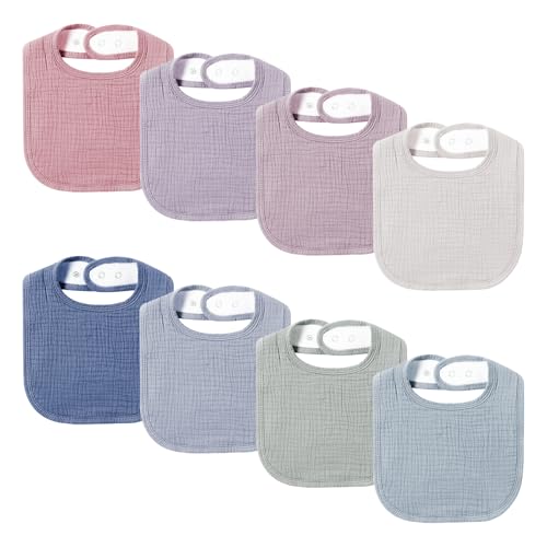 Baberos para Bebé 8 Piezas,Baberos para Niñas y Niños,Algodón Puro, Altamente Absorbentes, Dentición y Babeo para...