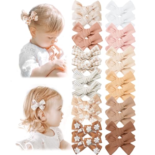 Image of Niceye 24 Pack Baby Hair Bows for Girls, Toddler Hair Clips in Paris | Handmade Hair Bows with Non-Slip Alligator Clips, Solid & Printed Designs for Babies, Infants & Toddlers