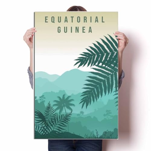 LIULAG impression sur toile 30x45cm Sans cadre Guinée équatoriale Vintage Affiche de voyage Salle de bain Affiche Bureau Toile Peinture Bar Photo