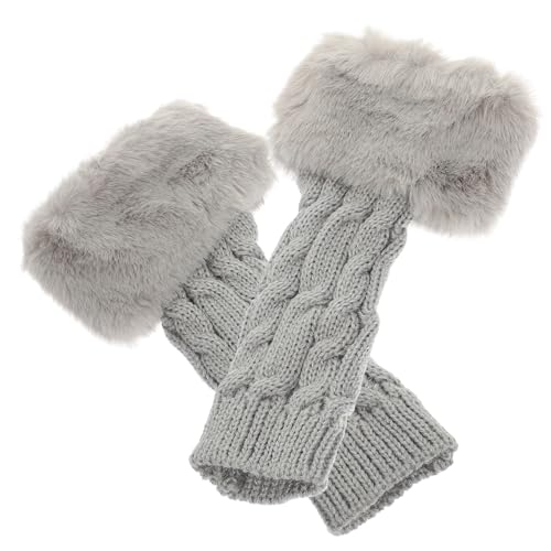 Didiseaon Warm Half-finger Gloves for Men Knit Open Finger Sleeves Winter Arm Warmers