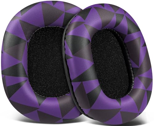 Image of SOULWIT Earpads Replacement for Audio Technica ATH M50X M50XBT M50RD M40X M30X M20X MSR7 SX1 Monitor Headphones, Ear Pads Cushions with Softer Protein Leather, High-Density Foam - M50X PL Purple Black