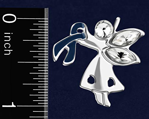 Colon Cancer Awareness Dark Blue Ribbon Angel Pin - Perfect for Awareness, Gift-Giving, Fundraising, Door Prizes and More! (1 Pin)3