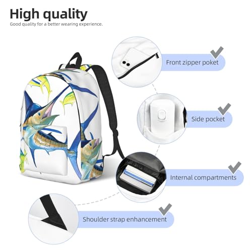 Sac à dos ordinateur EdWal imprimé poisson art pour université et voyages - 5