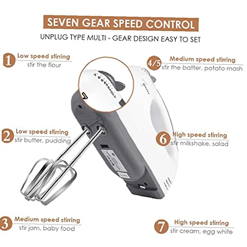EElabper Handmixer Elektrischer beweglicher Hand Mixer Küche Blender Edelstahl Schneebesen für Backen Mischen Plätzchen – Bild 3