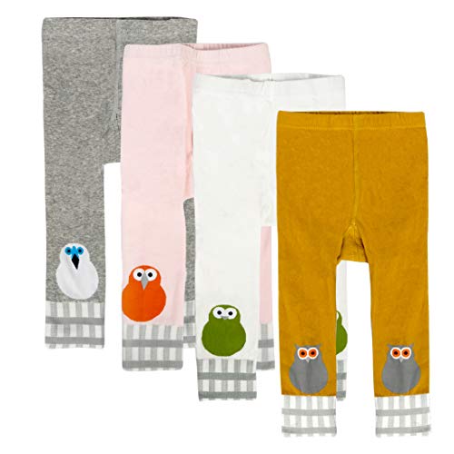 4-Pack Baby Toddler Infant Solid Cute Cartoon Knit Cotton Legging Girls Newborn Ankle Length Footless Tights (multicolored, Large(2-4 years))