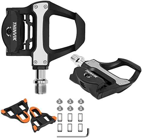 Thinvik Clipless Pedals Road Bike Cycling Pedals with Cleats Compatible with Shimano SPD SL System Pedal Center 57mm