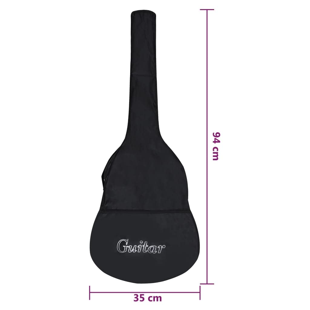 Guitarra clásica para principiantes y niños, 1/2 pulgadas, 34 pulgadas, color negro, con funda de madera de tilo y cuerda de nailon para escuela, enseñanza, jugar y practicar en escenarios y