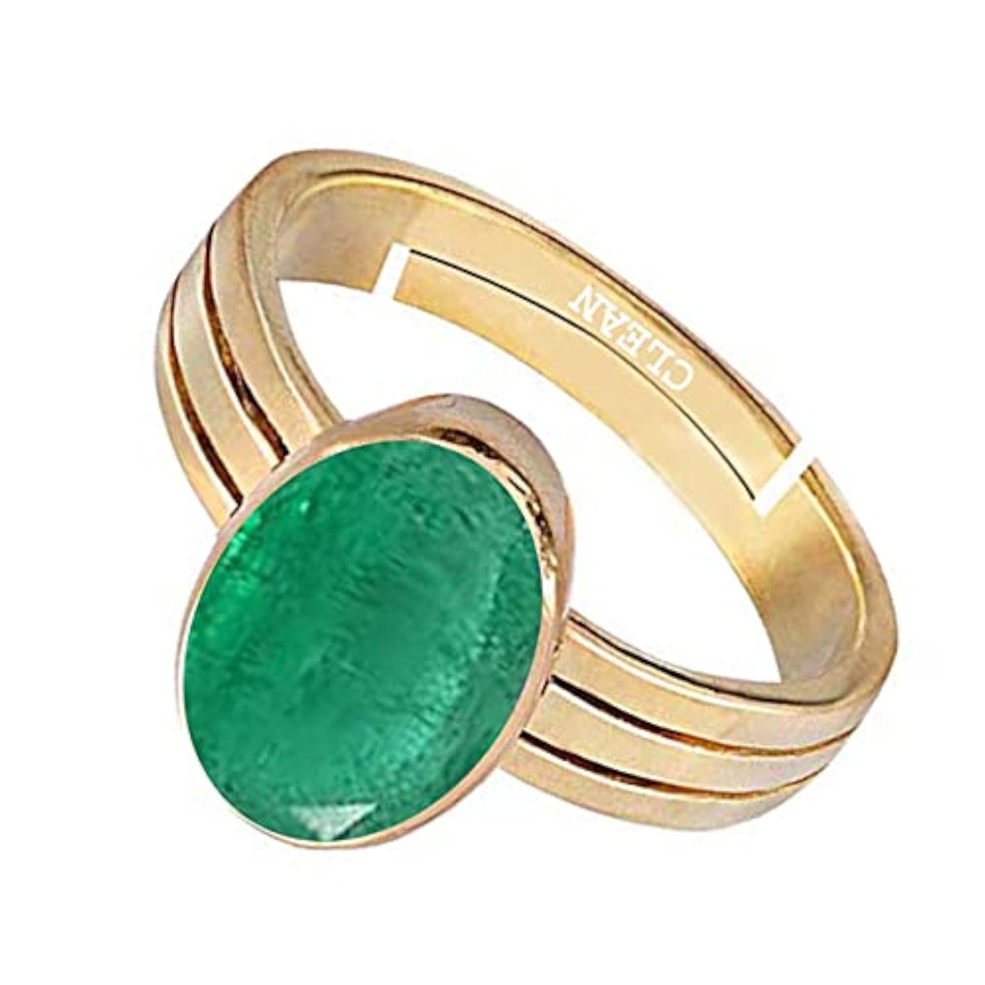 Emerald Panna Gold Plated Adjustable Ring, Astrological Certified