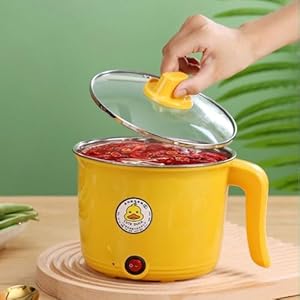 Mini Rice Cooker Steamer 1.8L Hot Pot, Capacity Electric cooker egg boiler Portable cooker Stainless steel lid Glass Detachable power cord Travel Noodle Pot/Food Container Electric Heating cooker