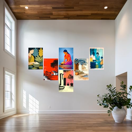 Image of SiddArtify Bohemian Wall Art Prints Set - Vintage People Poster Decor for Living Room Bedroom Office - 12x18 inch Board Pack of 6