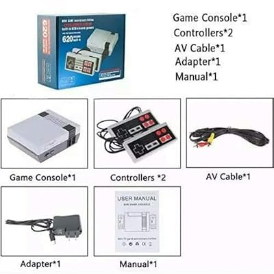 Retro Game Console, GAMENEXT Classic Mini Video Game Consoles Built-in with 620 Games Dual Players Mode Console with 2 Controllers Handheld Games for Kids & Adults