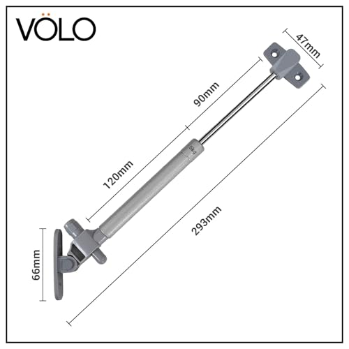 Image of VOLO Gas Spring - 10 Inch Soft Close Hydraulic Lift for Kitchen Cabinets, Overhead Storage & Furniture | Pack of 2, 1-Year Warranty | (50N (5Kg Weight Capacity))