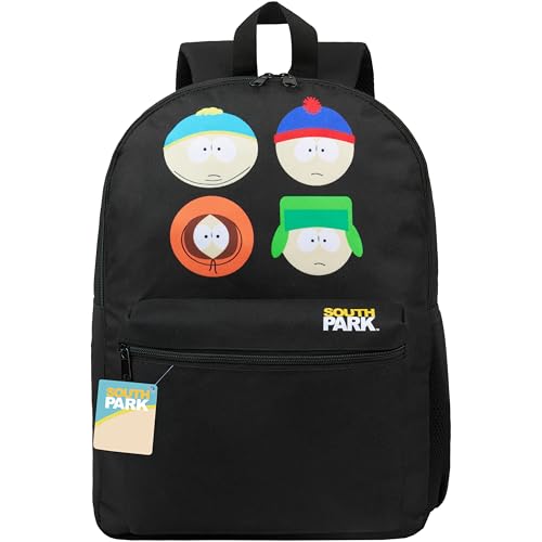 South Park Sac à Dos Garçon Ado Homme Sac de Voyage Sport College Travail Stan Kenny Bretelles Réglables Idée Cadeau (Noir)