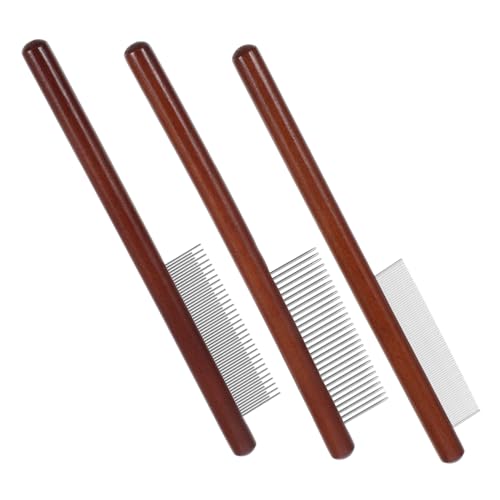 BESTonZON Cat Grooming Supplies Pet Comb Long Teeth Comb for Indoor Cats Wood Handle