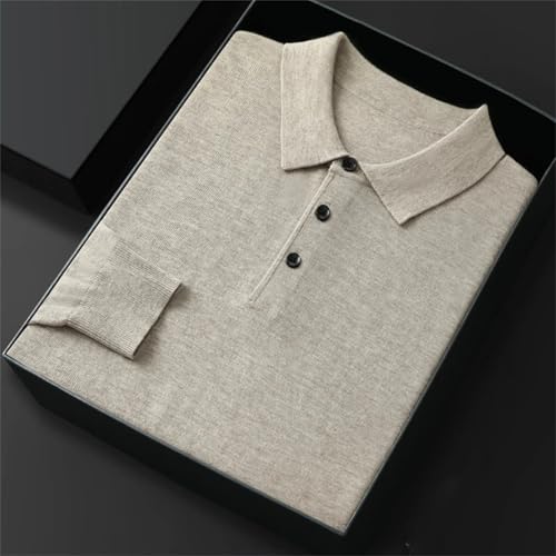Mnjyihy Men's Polo Neck Cashmere Sweater Casual Business Slim Fit Long Sleeve Knit Bottoming Pullover Sweater4