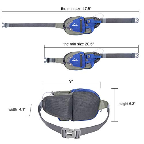 Fanny Pack Waist Bag for Men Women Water Bottle Holder Adjustable Belt for Hiking Travel Outdoor Walking Running Carry iPhone Money Blue