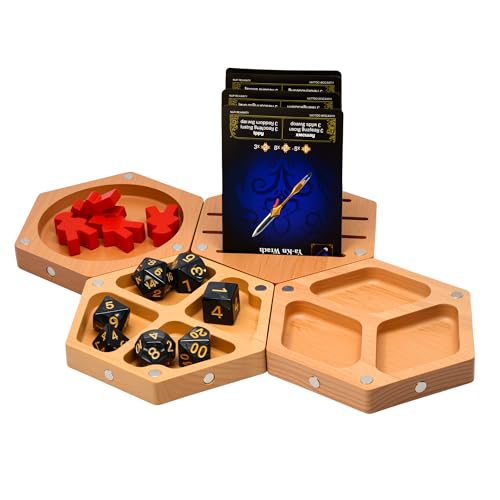 Magnetic Wooden Token Tray Set (7pcs) | Hexagonal Modular Organizer for Board Games, Dice, Cards, and Miniatures