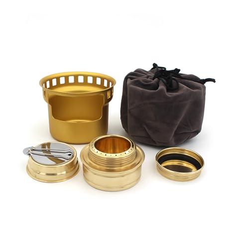 Spirit Burner Copper Windproof Portable Aluminium,Mini Alcohol Stove, Backpacking Stove,for Backpacking Hiking Picnic Emergency 