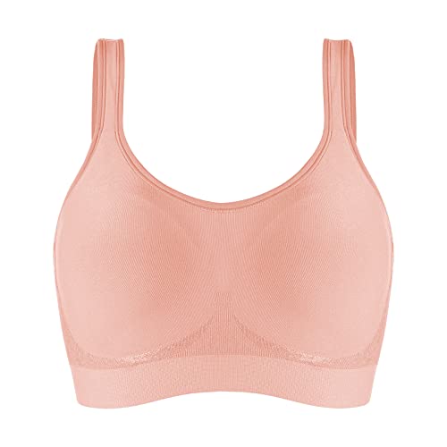 Vertvie Women's Wirefree Bras Seamless Full Coverage Plus Size Sports Bra For Sleeping Yoga Workout Everyday Wear Bralette(1 Pc-Pink,Medium) #TOP3
