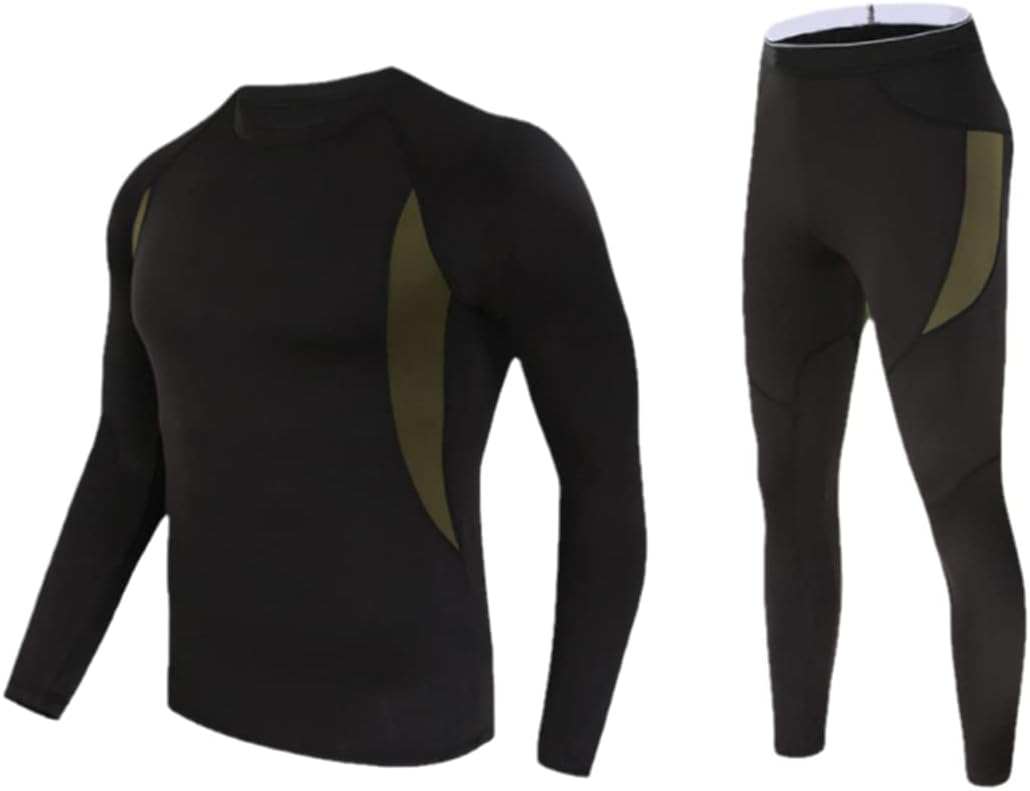 Ruereuu Men's Sportswear Thermal Underwear Fleece Thermal Underwear