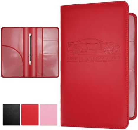 Car Document Holder Organizer - PU Leather Glove Box Wallet For Registration & Insurance Cards