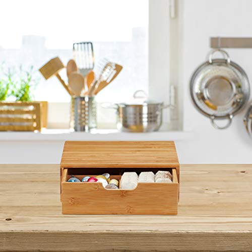 Relaxdays Cassettiera Portaoggetti in bambù, Organizer con Cassetti, Effetto Naturale, Portaoggetti da Scrivania, HLP 18 x 30 x 31 cm, Color Legno Naturale - Image 7