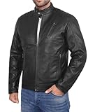 Men's Premium Soft Lambskin Leather Motorcycle Jacket - Classic Vintage Modern Cafe Racer Style
