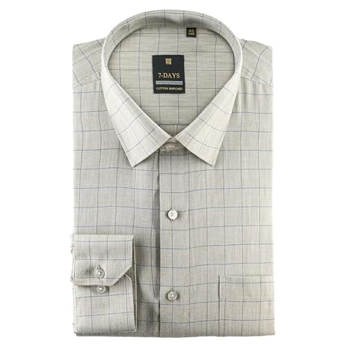 Image of 7-DAYS Men's Premium Checks Formal Shirt - Cotton Rich, Regular Fit, Full Sleeve, with Pocket, Wrinkle Resistant - Stylish Office & Everyday Wear.
