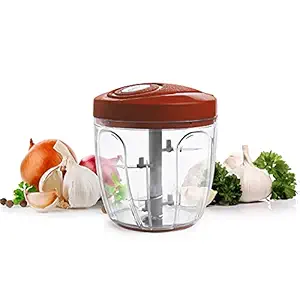 Cello Fine Grind Multy Utility Polypropylene Vegetable Chopper with Whipper Attachment, 5 Blades, XL(900ml), Brick Red