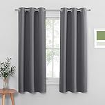 PONY DANCE Blackout Eyelet Bedroom Curtains - 42 x 63 Inch Grey Black Out Thermal Privacy Curtains & Drapes for Living Room Nursery Window Blinds for Home Decoration, 2 Panels, Grey