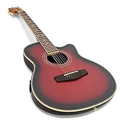 Guitare électro-acoustique Roundback de Gear4music Red avec accessoires - Les Beatles, Paul McCartney, John Lennon, RIngo Starr, George Harrison Guitare électro-acoustique Roundback de Gear4music Red avec accessoires – Image 5