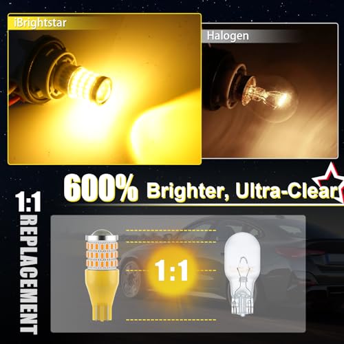 Image of iBrightstar 921 LED Bulb Amber, T15 912 LED Turn Signal Light Bulbs Super Bright for Vehicle Blinker Lights, 2 Pack