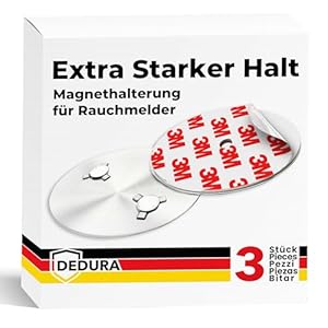 Rauchmelder Magnethalter 3er Set mit extra starken Klebepads - ohne Bohren und Schrauben - Magnethalterung geeignet für alle gängigen Rauchmelder und Feuermelder - Selbstklebende Befestigung