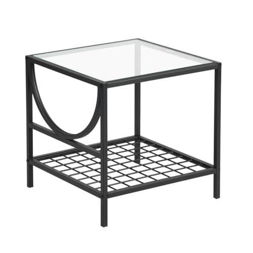 Moderna mesa de centro ovalada de cristal con patas de metal y estante de almacenamiento, elegante mesa auxiliar para sala de estar, diseño duradero y elegante