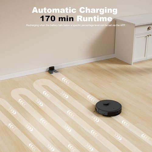 Image of TECBOT S3 PRO Robotic Vacuum Cleaner and mop, LiDAR Navigation, 150mins Runtime&4,000Pa Suction, Automatic Charging Robot Vacuum Cleaner, WiFi,App,Alexa, Ideal for Hard Floor, Pet Hair,Black
