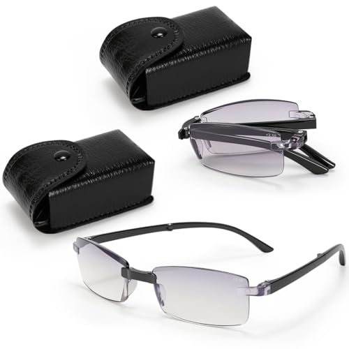 Wsoaam 2 Pcs Auto Focus Glasses Presbyopia Glasses Intelligent Zoom Reading Glasses Anti-Blue Light Eye Protection Optics Glasses For Women & Men